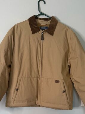 Polo by Ralph Lauren Tan Puffer Jacket with Brown Corduroy Collar